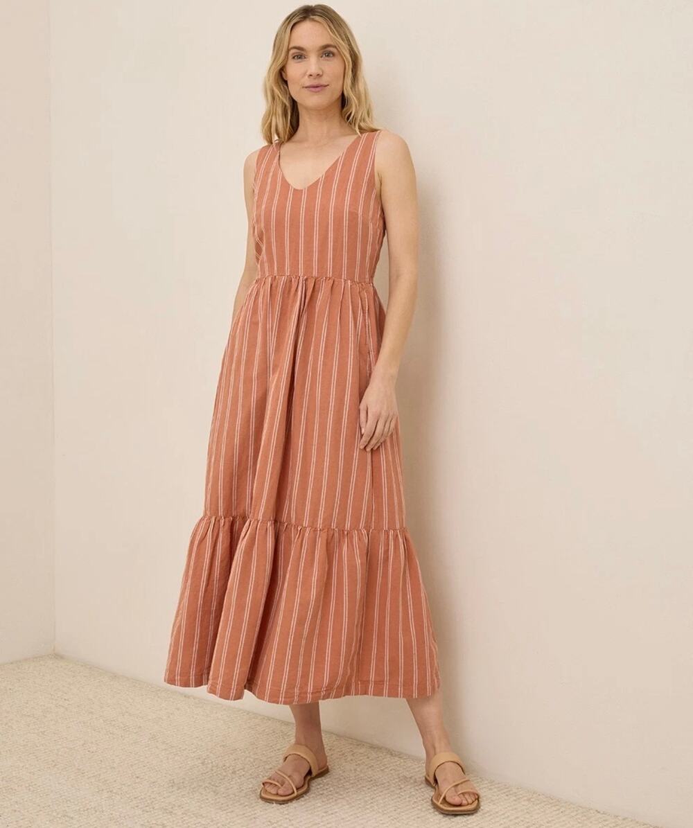 Pact Canopy Linen Easy Tank Hermosa Stripe Dress